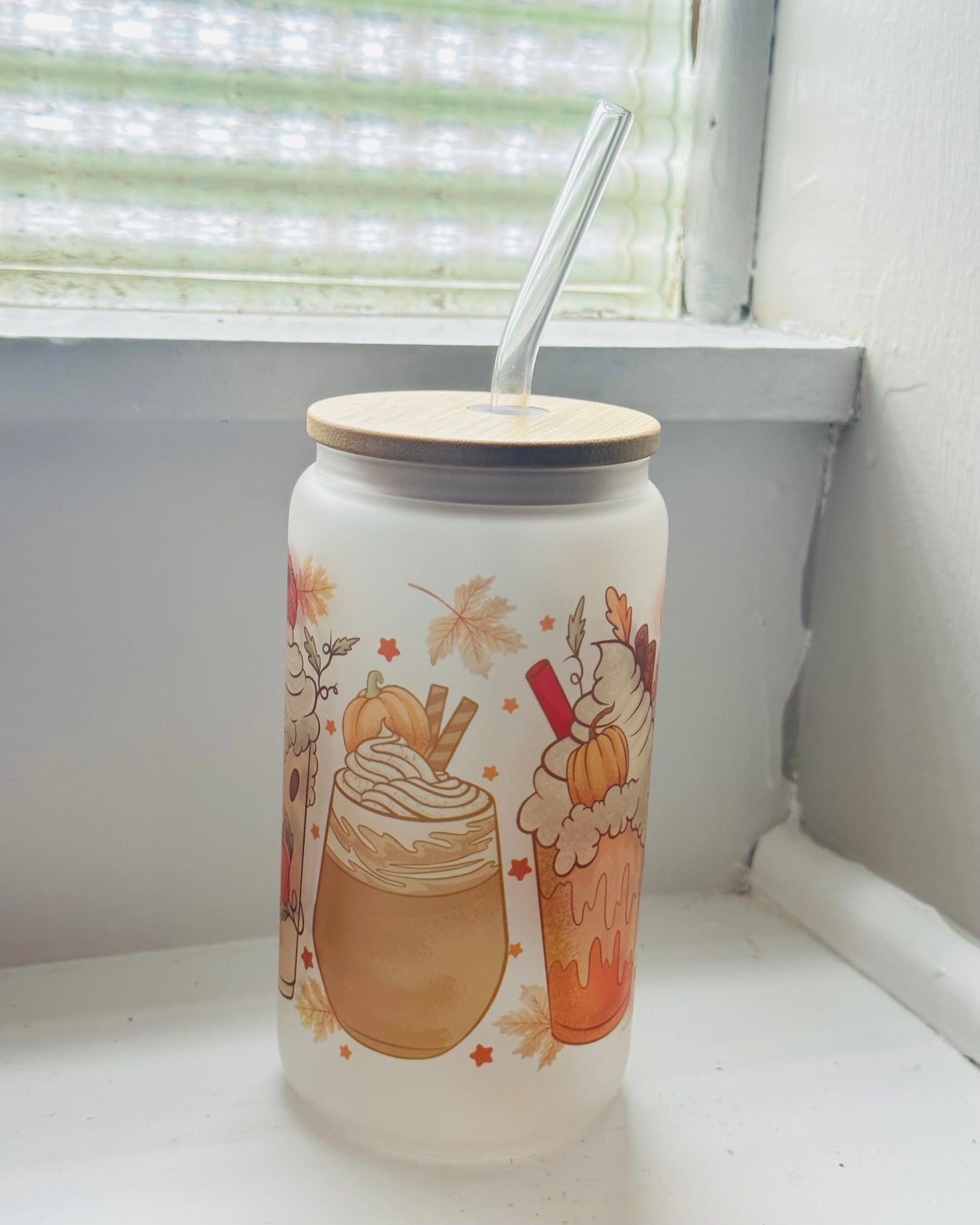 Fall Coffee 16oz Frosted Tumbler