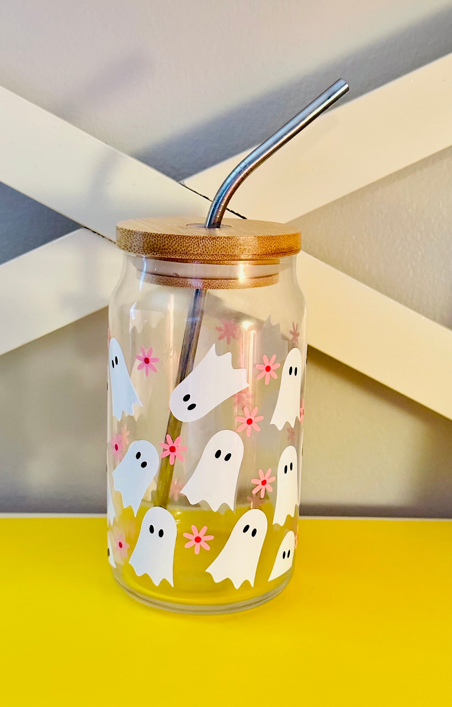 Boho Ghost 16oz Glass Tumbler