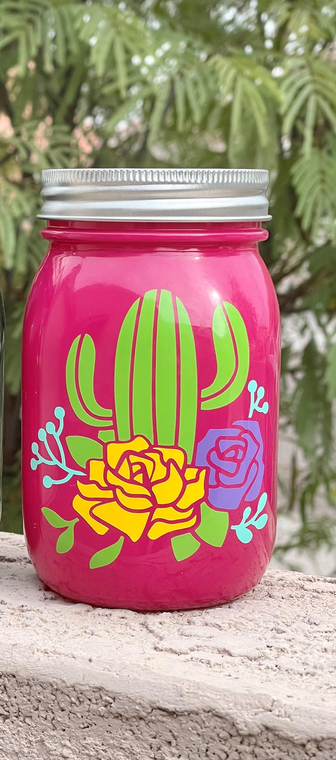 16oz Cactus Mason Jar w/ lid