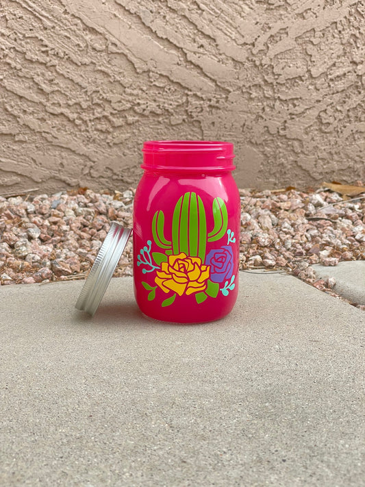 16oz Cactus Mason Jar w/ lid