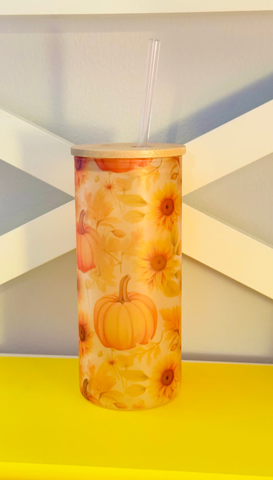 Pumpkin Sunflower 20oz Frosted Tumbler
