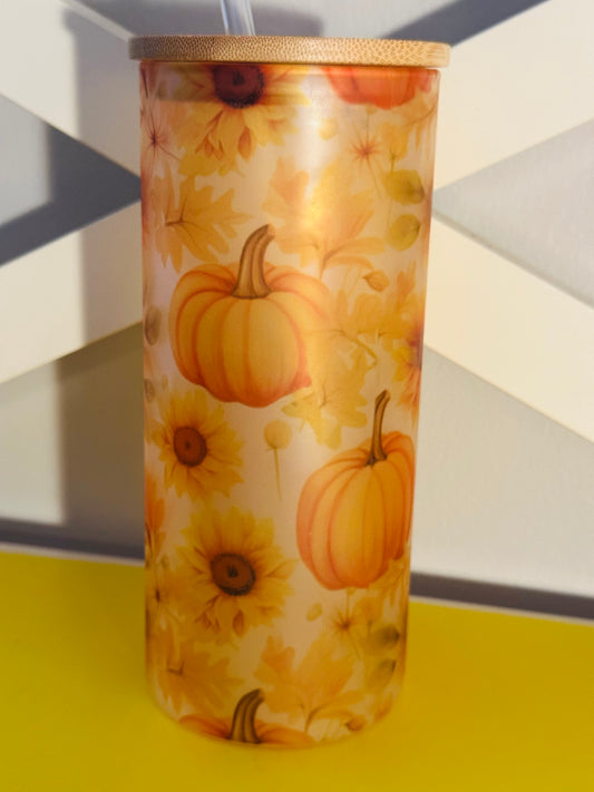Pumpkin Sunflower 20oz Frosted Tumbler