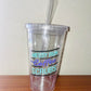 18oz Messy Bun Plastic Tumbler with straw