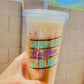 18oz Messy Bun Plastic Tumbler with straw